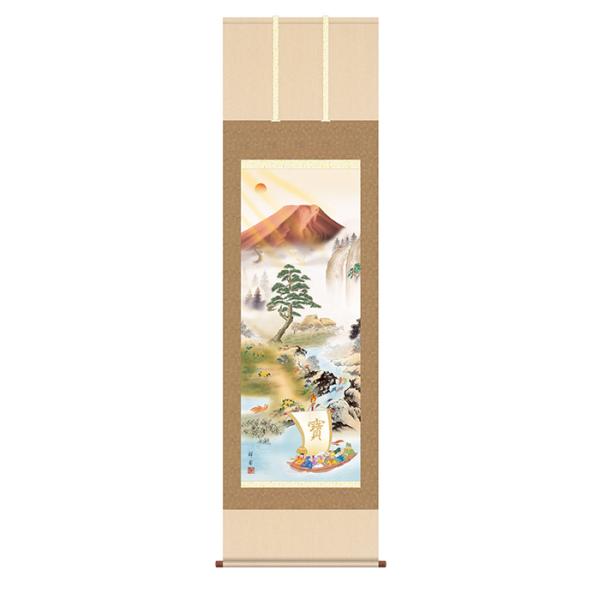 掛け軸 開運四神満願図 山本祥園 44.5x164cm 三幸