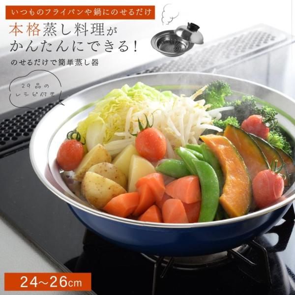蒸し器 ステンレス アーネスト 24-26cm のせるだけで簡単蒸し器 日本製 せいろ in むしき 蒸しプレート フライパン用蒸し器 逸品物創 燕三条 レシピ付き 爆買