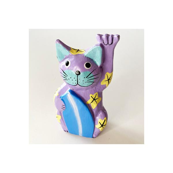 アロハーな幸運を招こう！ ハワイアン 招き猫 アロハ アニマル木彫り