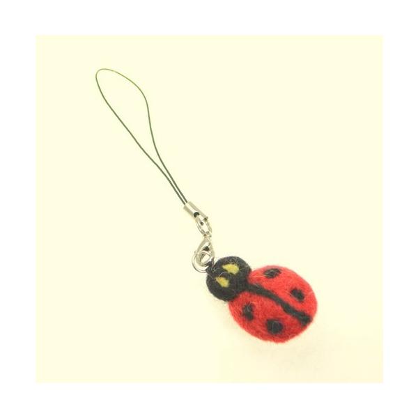 てんとう虫 羊毛 フェルト ストラップ ネパール製 ハンドメイド 七星