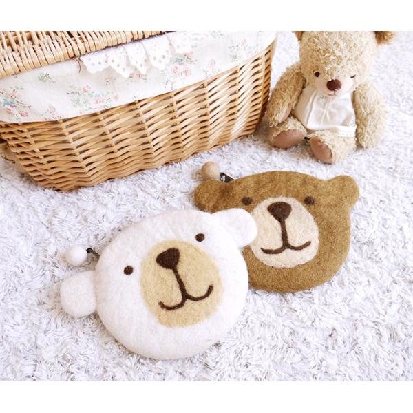 羊毛フェルト 親子クマ 置物 しろくまの親子 大きめ15cm 羊毛フェルト | iichi 日々の暮らし