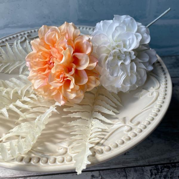 ダリアピック 2カラー ホワイト ピーチ アーティフィシャルフラワー