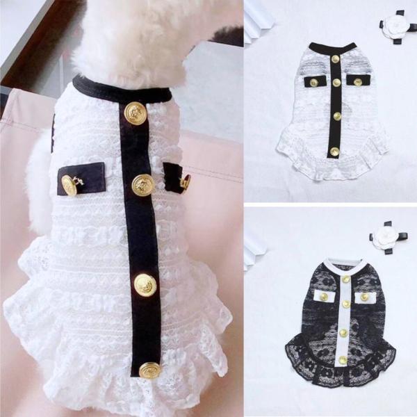 シャネルマニア　ハンドメイド犬服　ワンピース ペット服 シャネルジャケット風デザインワンピース ドッグウェア 犬服