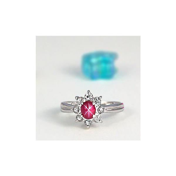ルビー リング 指輪 0.5ct K10WG/K18WG スタールビー 7月 誕生石