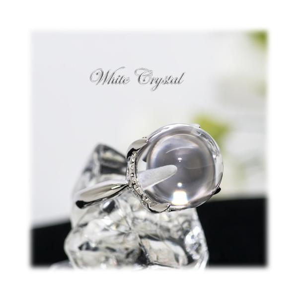 白水晶 ロッククリスタル リング 指輪 大粒 15mm Pt100 クリスタル