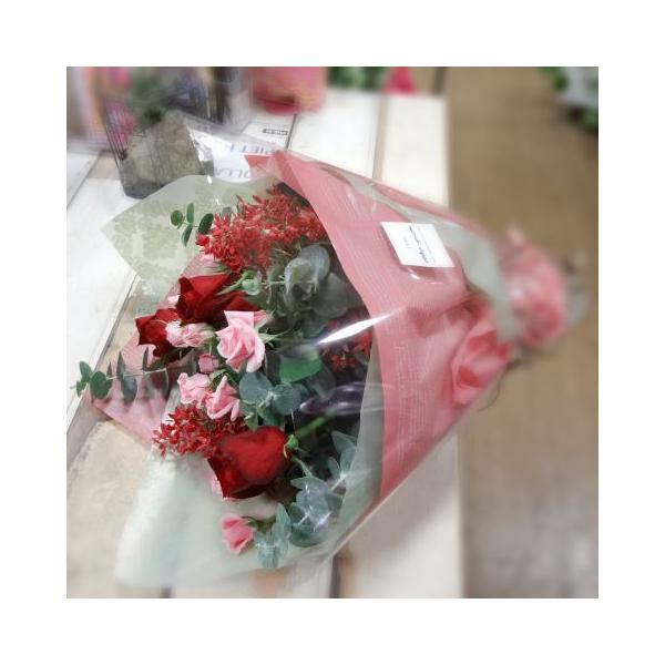 赤バラプチ花束