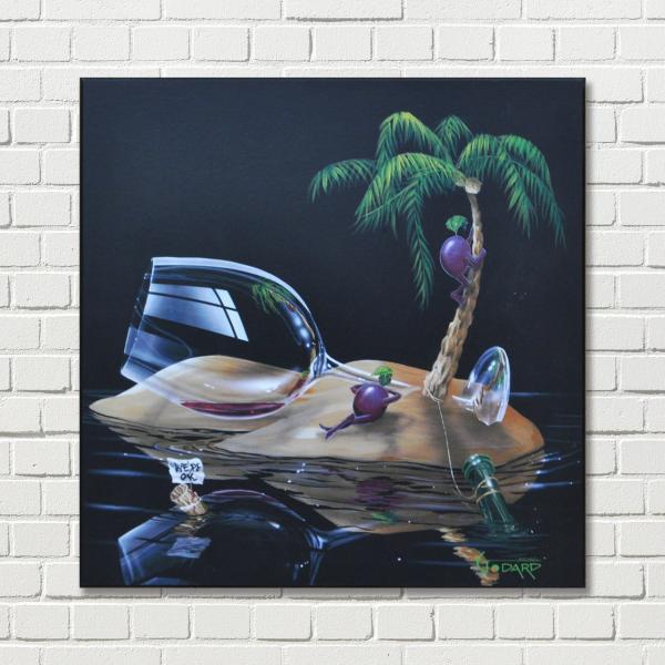 アートパネル 現代アート マイケル・ゴダール Lost in Paradise 南国 ワイングラス ヤシの木 幻想的 インテリア