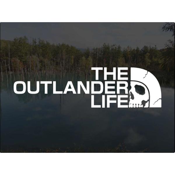 アウトランダー ステッカー THE OUTLANDER LIFE ドクロデザイン 横16cm カッティングステッカー パロディ シール デカール GG2W GG3W GN0W GF