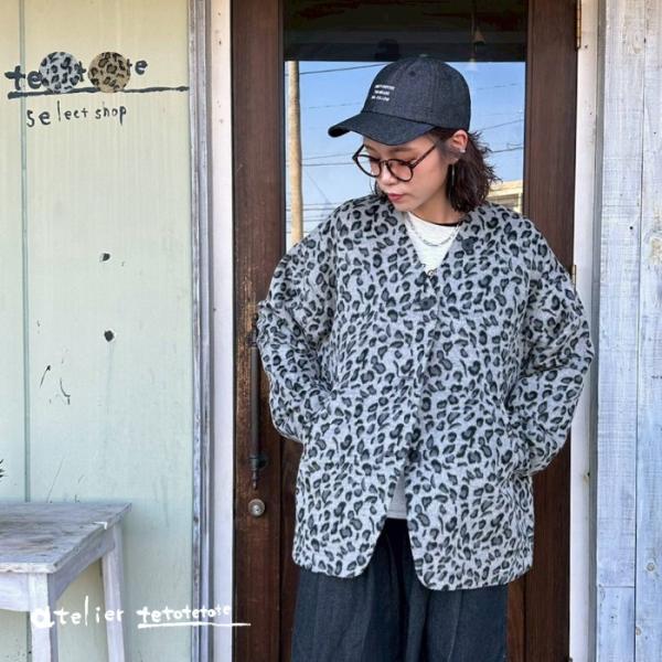 レオパード柄Vネックコート 70114547 ファッション レディース