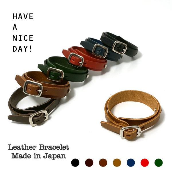 レザー ブレスレット リストバンド 2重巻き 牛革 本革 アクセサリー