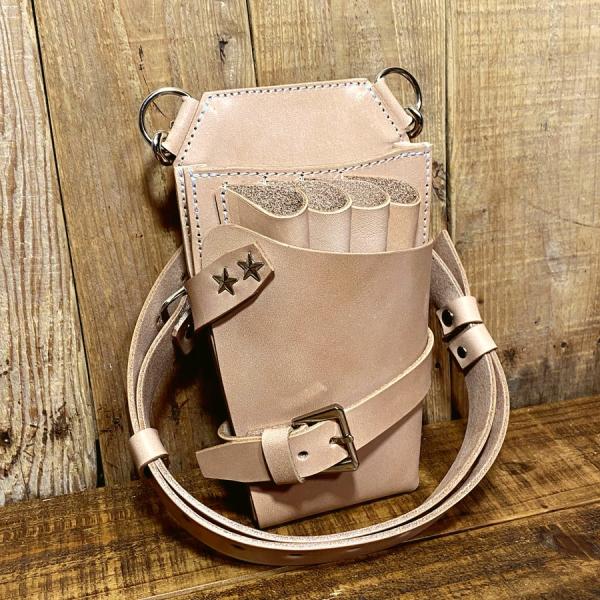 4丁差しシザーケース コンパクトサイズライトキャメル