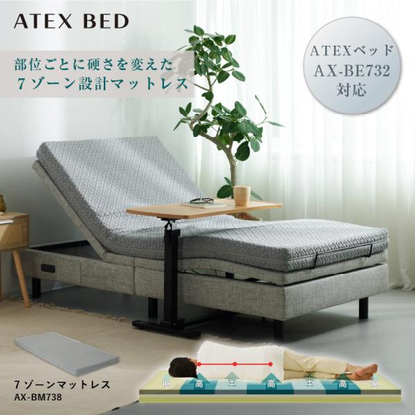 【公式店】 7ゾーンマットレス AX-BM738 （電動アジャスタブルベッド専用マットレス） 体圧分散 寝姿勢 ふつう ３層構造 ATEX アテックス