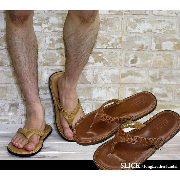 【本革極上エイジング】SLICK 高級ハンドクラフトレザーサンダル　艶本革正規品 SLICK（スリック） レザーサンダル トング編 メンズ おしゃれ 爆買