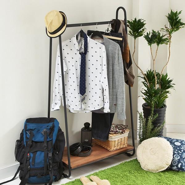 アイアン ハンガーラック 大型 コート掛け 洋服掛け 木製 コートハンガー 頑丈 ハンガー ラック コート掛け 木製 スチール アイアン*ウッド ハンガー