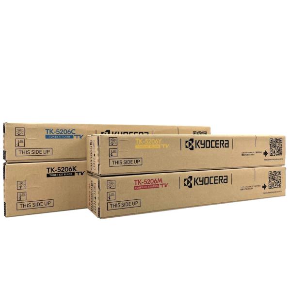 送料無料【4色セット】京セラ TK-5206K, C,M,Y 純正トナー・新品 KYOCERA 京セラ 純正トナーキット TK-5206K、TK-5206C、TK-5206M