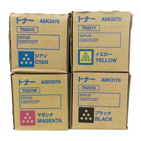 コニカミノルタC227 C287 トナー TN-221 bizhub 純正 コニカミノルタ 純正トナーカートリッジ TN221 4色セット