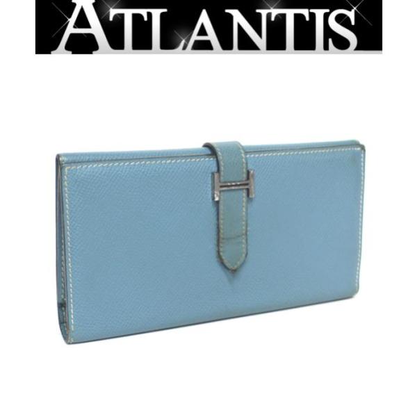 HERMES（エルメス） 在庫処分 大SALE ベアン 三つ折り長財布 ブルー