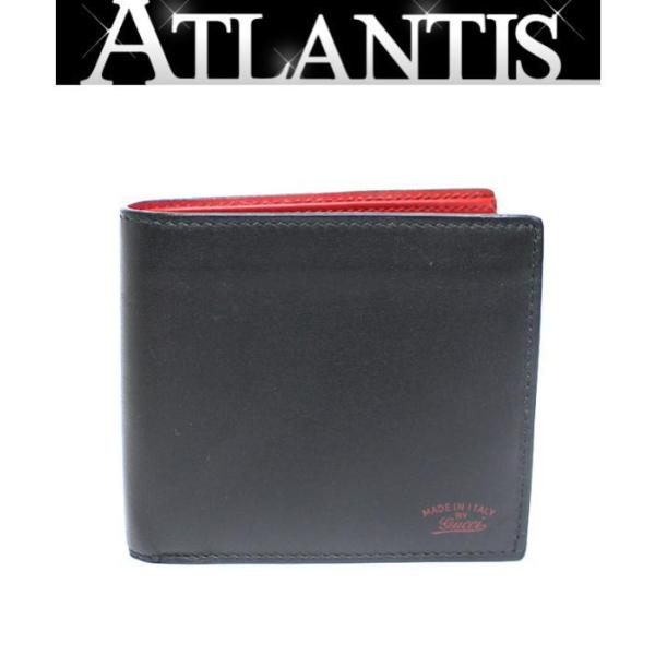 GUCCI SALE グッチ GUUCI 二つ折り 財布 レザー 黒×赤 368375