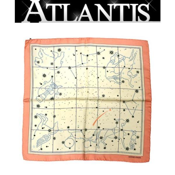 HERMES エルメス カレ45 星座柄 スカーフ タグあり 美品 ベージュ系 HERMES エルメス カレ45 星座柄 スカーフ タグあり 美品 ベージュ系