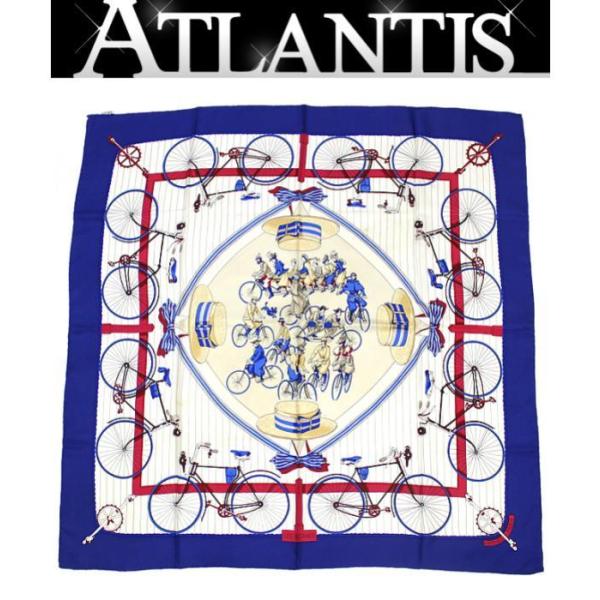 エルメス スカーフ カレ LES BECANES 自転車 帽子 レッド ネイビー エルメス スカーフ カレ LES BECANES 自転車 帽子 レッド ネイビー