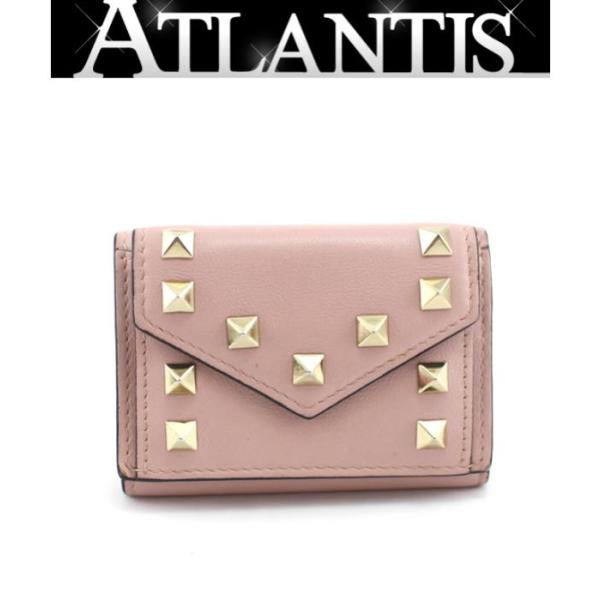 VALENTINO 折り財布　ピンク[usedshop様お取り置き] VALENTINO - ヴァレンティノ VALENTINO スタッズ ロゴ コンパクト