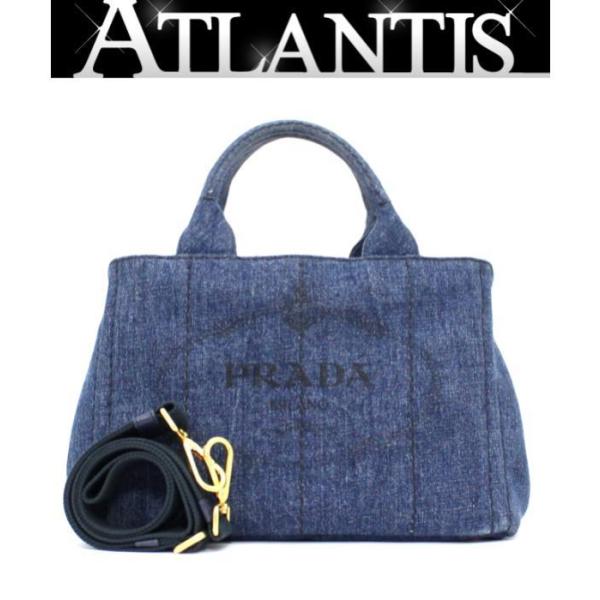売り切り御免 2way カナパ プラダ トート B2439g 青 デニム バッグ トートバッグ