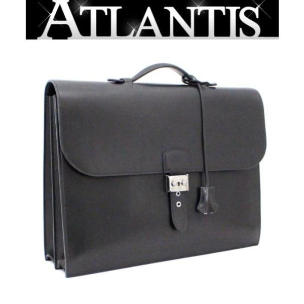 HERMES SALE エルメス サックアデペッシュ38 ボックスカーフ 黒 SV金具