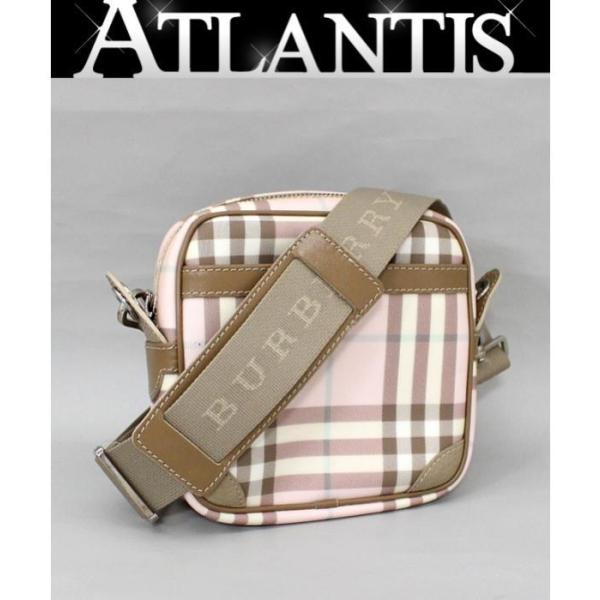 極美品✨ バーバリーロンドン ショルダーバッグ チェック柄 ナイロン ボルドー BURBERRY（バーバリー） キャンバス ショルダーバッグ チェック