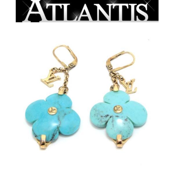 LOUIS VUITTON ルイヴィトン ドロップピアス クローバー ターコイズ