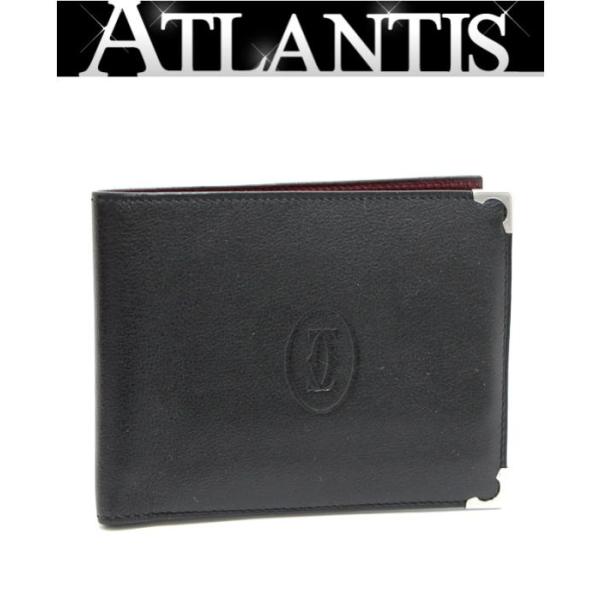 Cartier カルティエ 二つ折り財布 マスト ドゥ ブラック ボルドー Cartier（カルティエ） 極美品 マスト ドゥ 二つ折り財布 レザー 黒