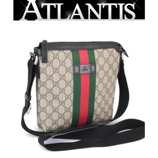 グッチ　メッセンジャーバッグ　シェリーライン　GGスプリーム　革ロゴ　A4可 GUCCI - GUCCI GGスプリーム シェリーライン メッセンジャー