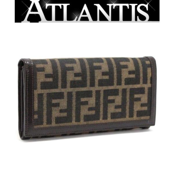 FENDI　フェンディ　二つ折り財布　財布　ズッカ柄 ダークブラウン FENDI フェンディ ズッカ柄 二つ折り財布（小銭入れあり
