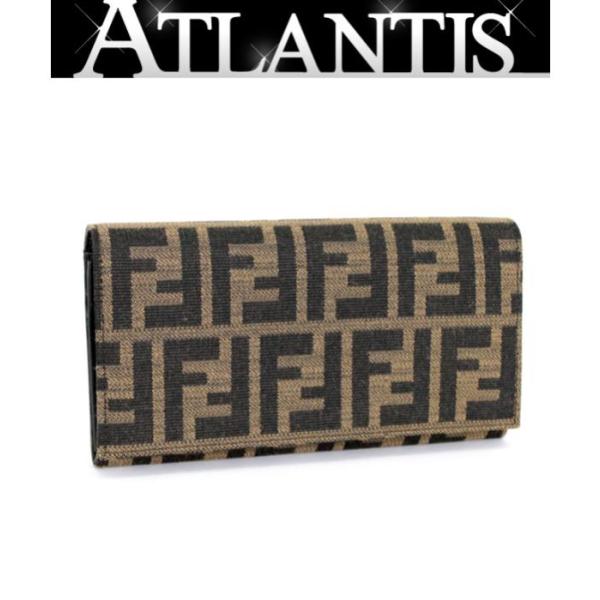 FENDI 美品 フェンディ ズッカ柄 二つ折り 長財布 キャンバス