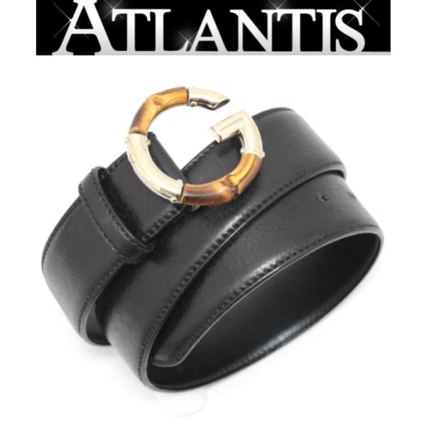 【美品】GUCCI　黒レザーベルト　バンブー atlantis_059943