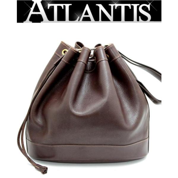 HERMESブラウン レザー キャンバス ボストンバッグ atlantis_061145