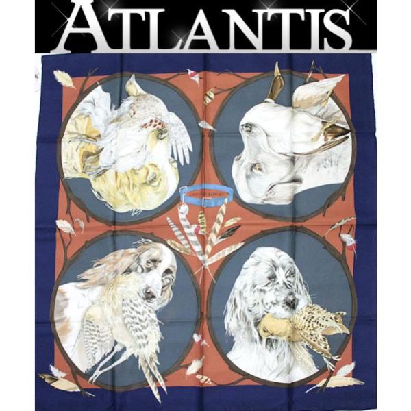 エルメス　スカーフ　カレ90 CHIENS AU RAPPORT 犬柄　狩猟 HERMES（エルメス） カレ90 CHIENS AU RAPPORT 猟犬 大判スカーフ