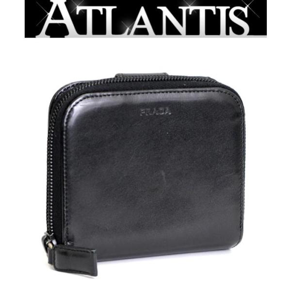 PRADA（プラダ） コンパクトジップ 二つ折り財布 黒 レザー : atlantis