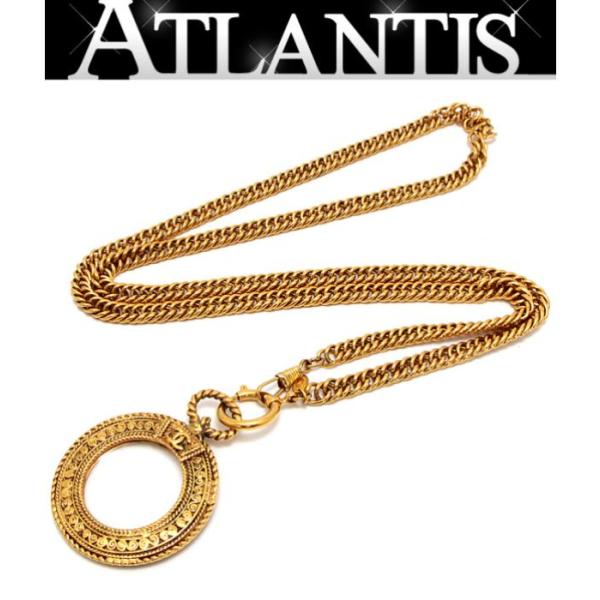 CHANEL 美品 シャネル ヴィンテージ ルーペ ロングネックレス ゴールド