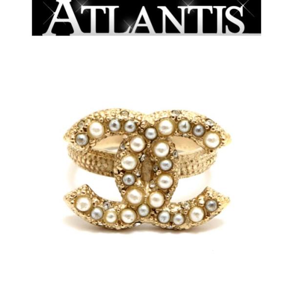 CHANEL パール　リング　00年　シルバー ゴールド パール付きリング atlantis_062536