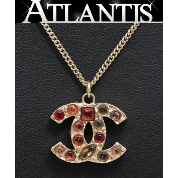 シャネル CHANEL ココマーク ジルコ ネックレス ミディアム ゴールド  