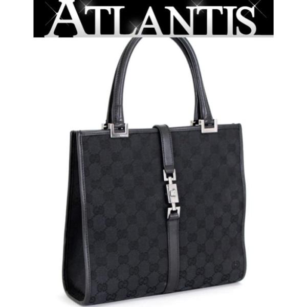 m06【美品】グッチ　GGキャンバス　レザー　ブラック　ジャッキー　ハンドバッグ atlantis_063615