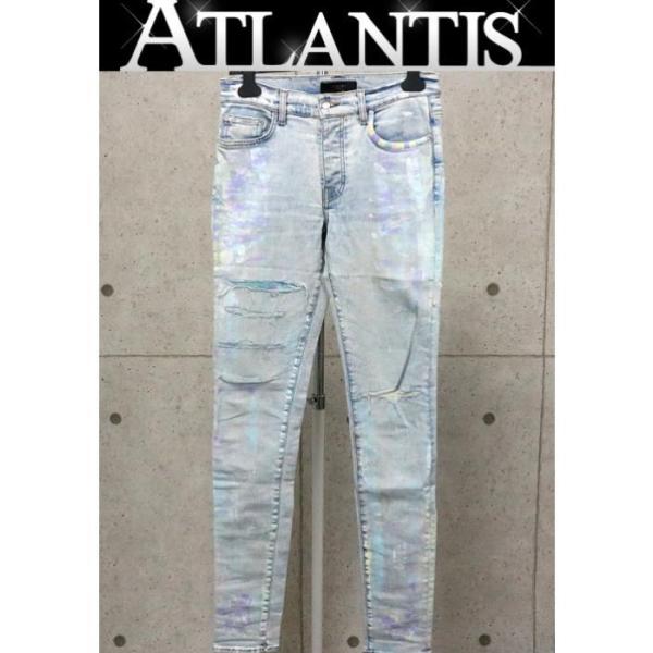 AMIRI アミリ　ペイント加工　クラッシュスキニーデニム　ペンキ　ダメージ加工 極美品】AMIRI アミリ ペイント加工 クラッシュスキニーデニム