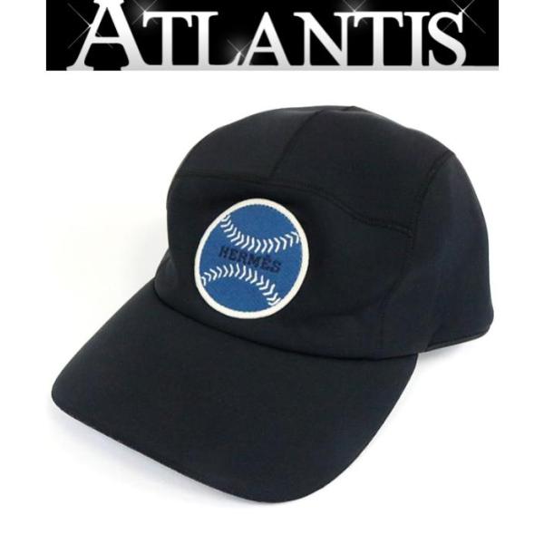 HERMES 銀座店 エルメス ベースボールキャップ ロゴ メンズ size:58 黒