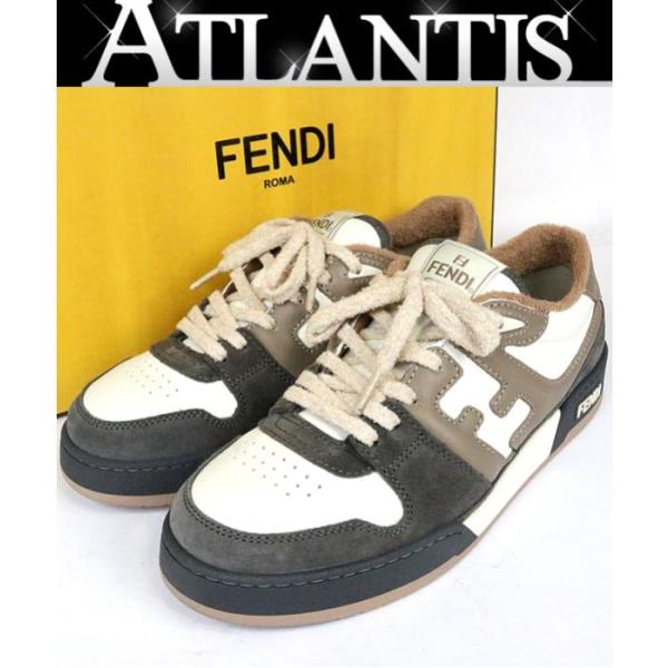 FENDI 銀座店 美品 フェンディ マッチ グレー スエード ロートップ 
