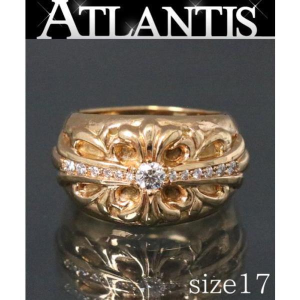 22k メッキ タブルフローラルクロスリング パヴェダイヤモンド CHROME HEARTS（クロムハーツ） 銀座店 22K フローラルクロス リング