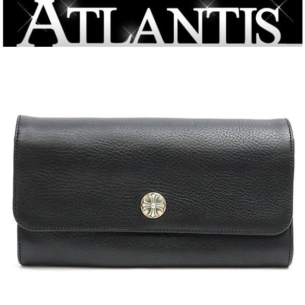 Chrome Hearts ブラックレザー 長財布 ジュディ クロムハーツジュディウォレットクロスボタンブラックヘビー