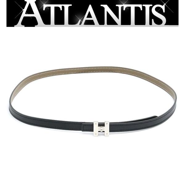 広尾店】 エルメス HERMES リバーシブルミニHベルト レディース 黒 Z