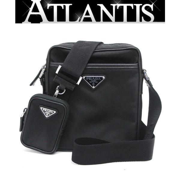 RRADAプラダ ショルダーバック テスート サフィアーノ三角ロゴ黒 美品 プラダ PRADA 三角ロゴ テスート ショルダーバッグ ナイロン