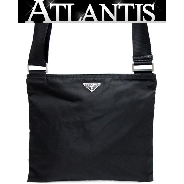 プラダ PRADA 三角ロゴ ショルダーバッグ マチなし ナイロン 黒