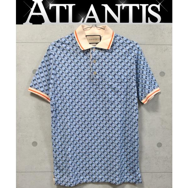 GUCCI ポロシャツ　GGロゴ GG cotton piquet jacquard polo shirt in navy and white | GUCCI® US